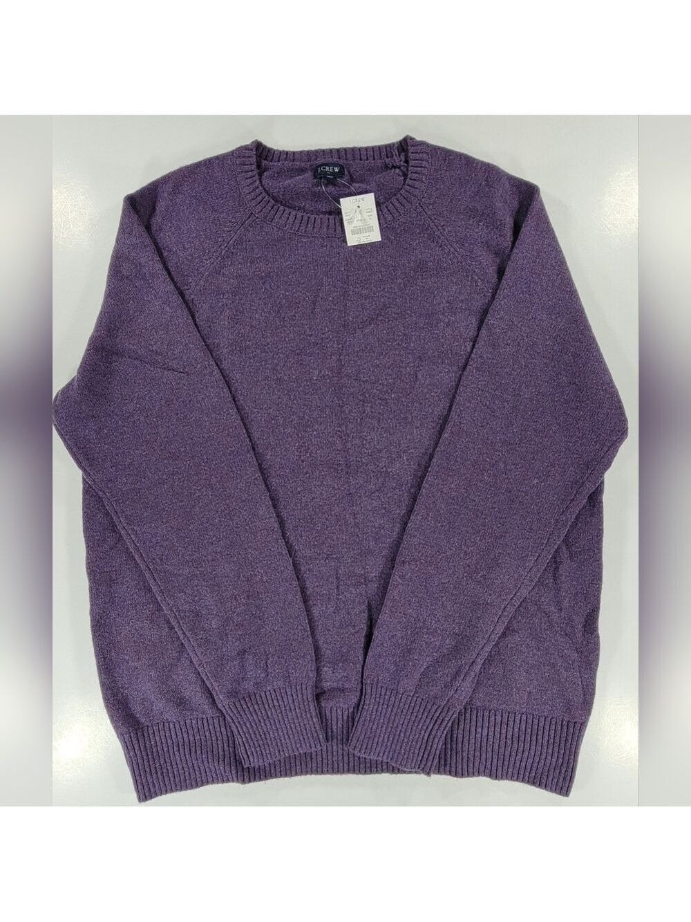 NWT J.Crew Mens XL Lambs Wool Blend Pullover Sweater Crewneck Purple Stretch NEW